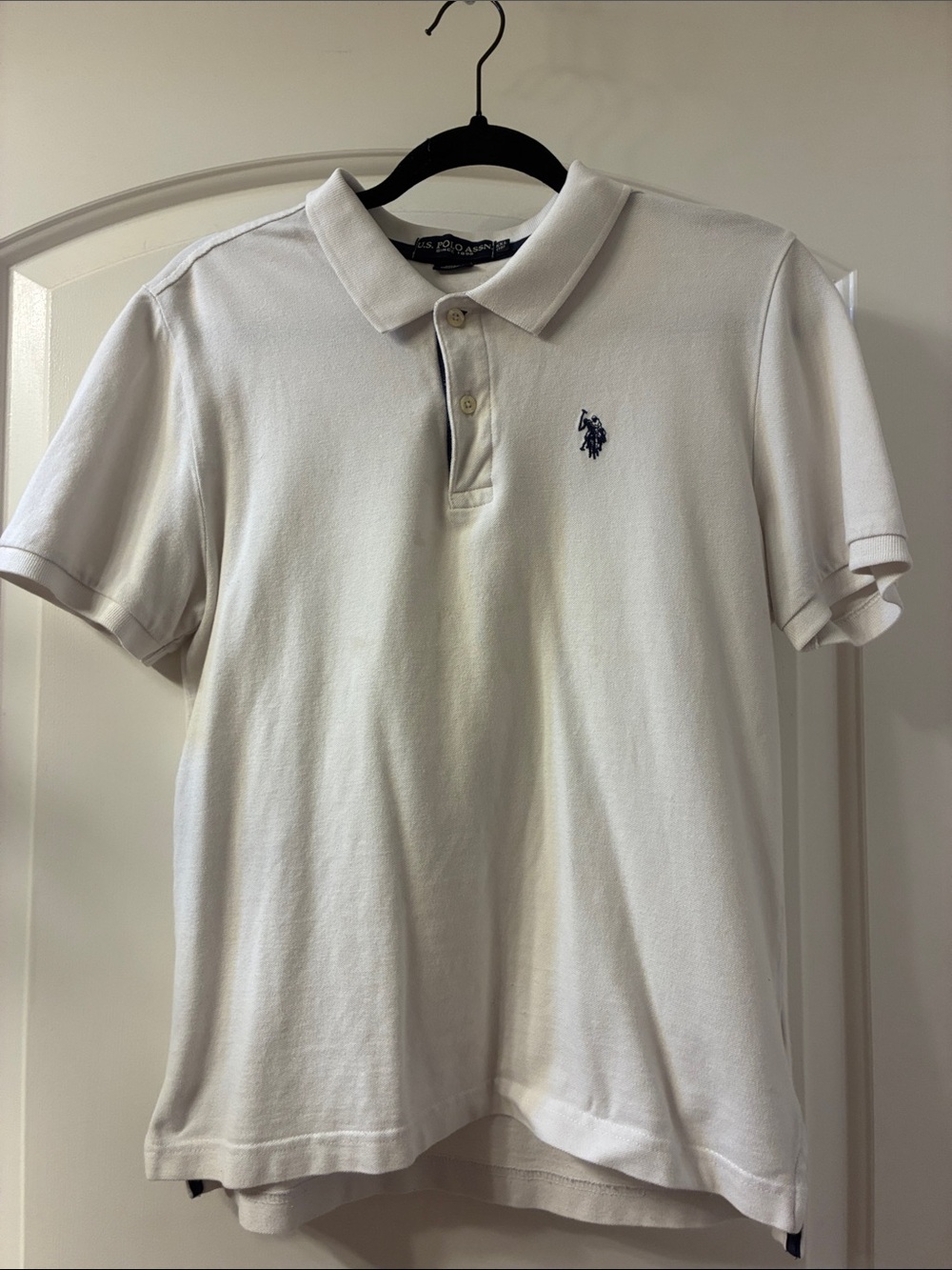 U.S. Polo Assn. White Short-Sleeve Polo with Navy Logo